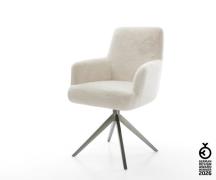 Drehstuhl Heira-Flex mit Armlehnen Plüsch Creme-Weiß Kreuzgestell brei...