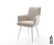 Esszimmerstuhl Heira-Flex mit Armlehnen Webstoff Soft Beige 4-Fuß koni...