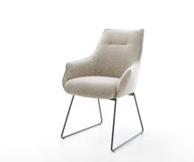 Esszimmerstuhl Alja-Flex mit Armlehnen Webstoff Soft Beige Kufengestel...