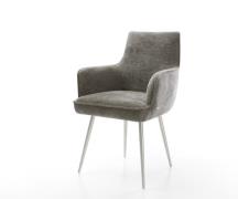 Esszimmerstuhl Heira-Flex mit Armlehnen Bouclé Soft Schlamm 4-Fuß koni...