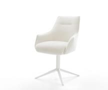 Drehstuhl Alja-Flex mit Armlehnen Bouclé Soft Beige Fußkreuz Weiß 360°...