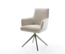 Drehstuhl Heira-Flex mit Armlehnen Webstoff Soft Beige Kreuzgestell br...