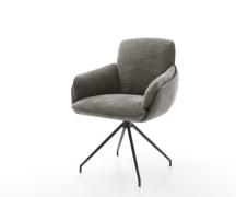 Esszimmerstuhl Luan-Flex mit Armlehnen Bouclé Soft Schlamm Kreuzgestel...