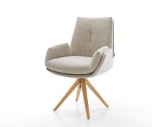 Drehstuhl Clea-Flex Webstoff Soft Beige Holzgestell kantig Natur 180° ...