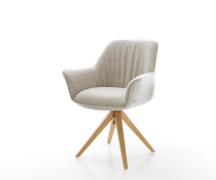 Drehstuhl Keila-Flex mit Armlehnen Webstoff Soft Beige Holzgestell kan...