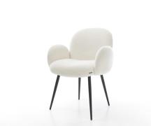 Esszimmerstuhl Nube-Flex mit Armlehnen Bouclé Soft Beige 4-Fuß konisch...