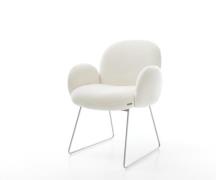 Esszimmerstuhl Nube-Flex mit Armlehnen Bouclé Soft Beige Kufengestell ...