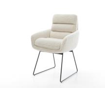 Esszimmerstuhl Abelia-Flex mit Armlehnen Teddystoff Beige Kufengestell...