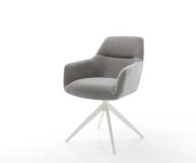Drehstuhl Pejo-Flex Strukturstoff Soft Grau Kreuzgestell breit Weiß 36...