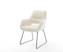 Esszimmerstuhl Yago-Flex mit Armlehnen Teddystoff Beige Kufengestell S...