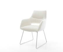 Esszimmerstuhl Yago-Flex mit Armlehnen Bouclé Soft Beige Kufengestell ...