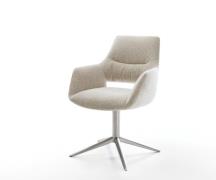 Drehstuhl Yago-Flex mit Armlehnen Webstoff Soft Beige Fußkreuz Edelsta...