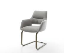 Freischwinger Yago-Flex mit Armlehnen Strukturstoff Soft Grau Freischw...