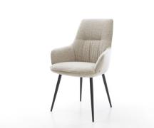 Esszimmerstuhl Zelia-Flex mit Armlehnen Webstoff Soft Beige 4-Fuß koni...