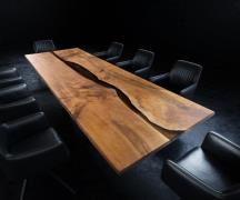 Tischplatte Walnuss Natur 300 cm Epoxid Metallic-Braun Unikat Nr. 3229...