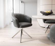 Drehstuhl Caja-Flex mit Armlehnen Mikrofaser Anthrazit Vintage Kreuzge...