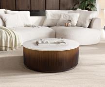 Couchtisch Fiorano 90x90 cm Marmor Weiß Metall Gold Ombre