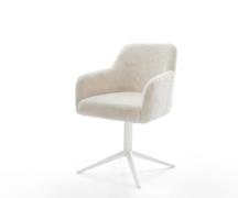 Drehstuhl Greg-Flex Plüsch Creme-Weiß Fußkreuz Weiß 360° drehbar Wippf...