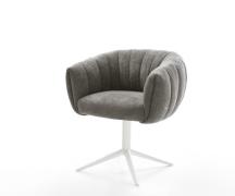 Drehstuhl Jada-Flex Bouclé Soft Schlamm Fußkreuz Weiß 360° drehbar Wip...