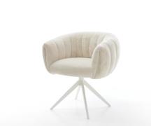 Drehstuhl Jada-Flex Plüsch Creme-Weiß Kreuzgestell breit Weiß 360° dre...