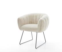 Esszimmerstuhl Jada-Flex Plüsch Creme-Weiß Kufengestell Schwarz Tasche...