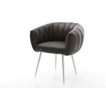 Esszimmerstuhl Jada-Flex Mikrofaser Anthrazit Vintage 4-Fuß konisch Ed...