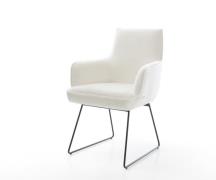 Esszimmerstuhl Heira-Flex mit Armlehnen Bouclé Soft Beige Kufengestell...