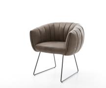 Esszimmerstuhl Jada-Flex Mikrofaser Taupe Vintage Kufengestell Schwarz...