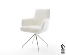 Esszimmerstuhl Heira-Flex mit Armlehnen Bouclé Soft Beige Kreuzgestell...