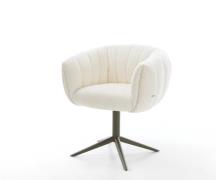 Drehstuhl Jada-Flex Bouclé Weiß Fußkreuz Effektfinish Titan 360° drehb...