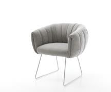 Esszimmerstuhl Jada-Flex Strukturstoff Soft Grau Kufengestell Edelstah...