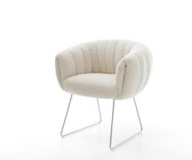 Esszimmerstuhl Jada-Flex Teddystoff Beige Kufengestell Edelstahl Tasch...