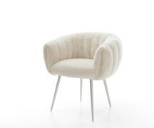 Esszimmerstuhl Jada-Flex Plüsch Creme-Weiß 4-Fuß konisch Edelstahl Tas...