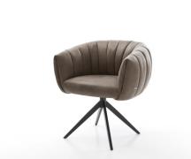 Drehstuhl Jada-Flex Mikrofaser Taupe Vintage Kreuzgestell breit Schwar...