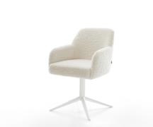Drehstuhl Greg-Flex Teddystoff Beige Fußkreuz Weiß 360° drehbar Wippfu...