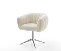 Drehstuhl Jada-Flex Plüsch Creme-Weiß Fußkreuz Edelstahl 360° drehbar ...