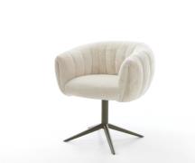 Drehstuhl Jada-Flex Plüsch Creme-Weiß Fußkreuz Effektfinish Titan 360°...