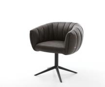 Drehstuhl Jada-Flex Mikrofaser Anthrazit Vintage Fußkreuz Schwarz 360°...