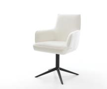 Drehstuhl Heira-Flex mit Armlehnen Bouclé Soft Beige Fußkreuz Schwarz ...