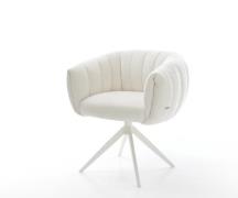 Drehstuhl Jada-Flex Bouclé Soft Beige Kreuzgestell breit Weiß 360° dre...