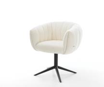 Drehstuhl Jada-Flex Bouclé Weiß Fußkreuz Schwarz 360° drehbar Wippfunk...