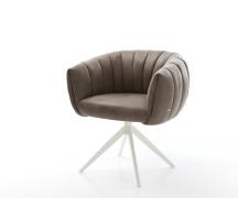 Drehstuhl Jada-Flex Mikrofaser Taupe Vintage Kreuzgestell breit Weiß 3...