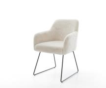 Esszimmerstuhl Greg-Flex Plüsch Creme-Weiß Kufengestell Schwarz Tasche...