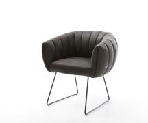 Esszimmerstuhl Jada-Flex Mikrofaser Anthrazit Vintage Kufengestell Sch...