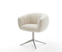 Drehstuhl Jada-Flex Teddystoff Beige Fußkreuz Edelstahl 360° drehbar W...