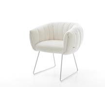 Esszimmerstuhl Jada-Flex Bouclé Soft Beige Kufengestell Edelstahl Tasc...