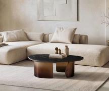 Couchtisch Marvello 100x50 cm Marmor Schwarz Silber Metall Gold Fusion...