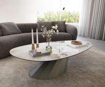Couchtisch Edge Oval 140x75 cm Keramik Minas Melange Parabi Metall Eff...
