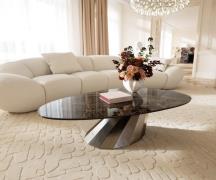 Couchtisch Edge Oval 140x75 cm Keramik Emperador Extra Lucidato Dunkel...