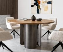 Esstisch Adenza Rund 140x140 cm Akazie Natur Metall Black Antique